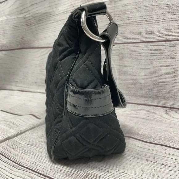 Vera Bradley Black Quilted Microfiber Shoulder Bag with Patented Leather Strap - Picture 13 of 14